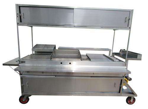 TIPO 6: CARRO PARA COMIDAS RÁPIDAS DE CUATRO SERVICIOS CON GABINETE